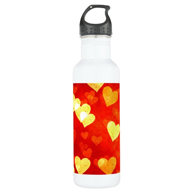 Grunge Herzen Trinkflasche (Vorderseite)