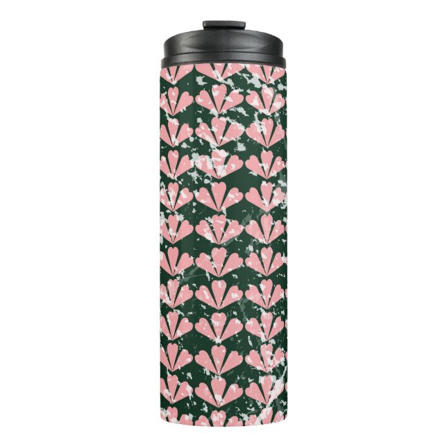 Grunge Herzen und Blume Muster. Thermosbecher (Vorderseite)