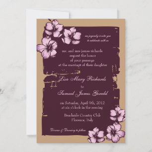 Grunge hibiscus - invitations de mariage