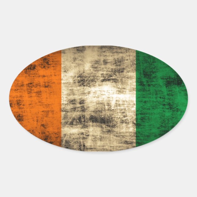 Grunge Irish Flag Ovaler Aufkleber (Vorderseite)