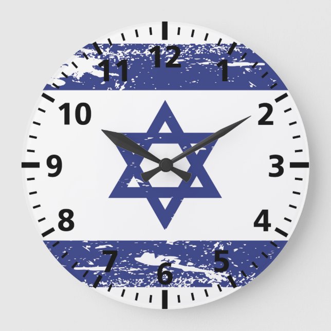 Grunge Israel Flag Große Wanduhr (Vorderseite)