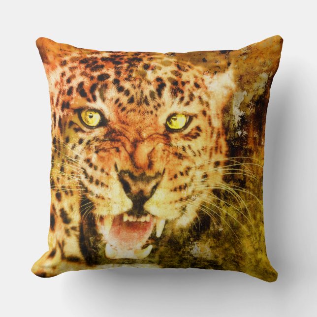 Grunge Jaguar dekoratives Kissen (Vorderseite)