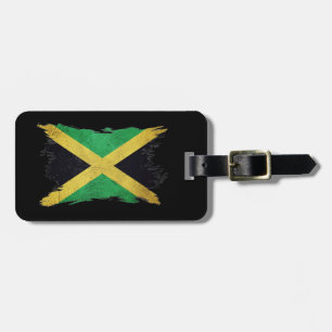 Grunge Jamaica-Flagge, Brush-Takt, Jamaika-Flagge Gepäckanhänger