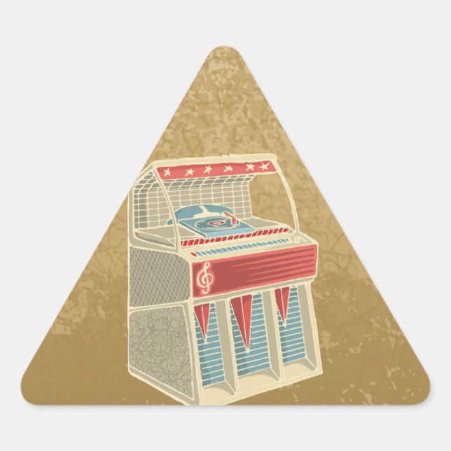 Grunge Jukebox Dreieckiger Aufkleber (Vorderseite)