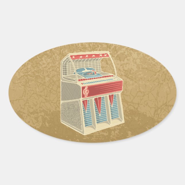 Grunge Jukebox Ovaler Aufkleber (Vorderseite)