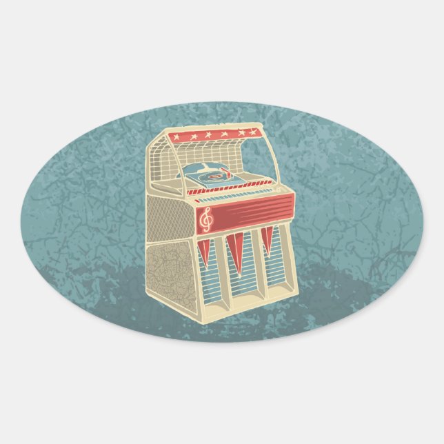 Grunge Jukebox Ovaler Aufkleber (Vorderseite)
