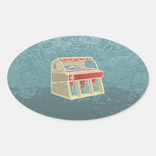 Grunge Jukebox Ovaler Aufkleber