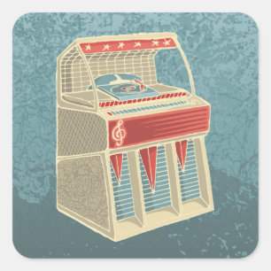 Grunge Jukebox Quadratischer Aufkleber