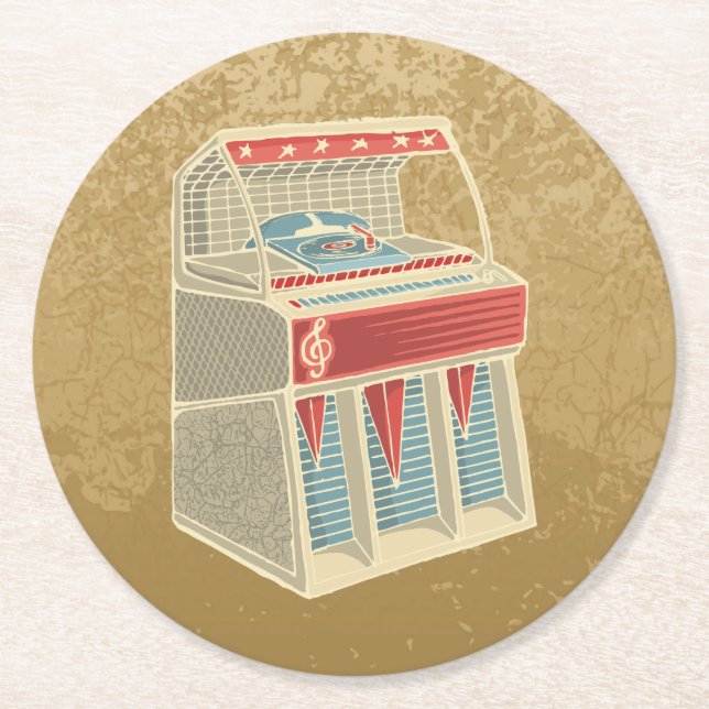 Grunge Jukebox Runder Pappuntersetzer (Vorderseite)