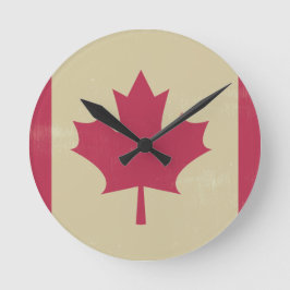 Grunge kanadische Flagge Runde Wanduhr