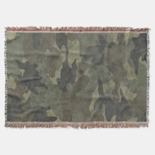 Grunge Khaki Green Camouflage Woven Throw Blankets Decke (Vorderseite)