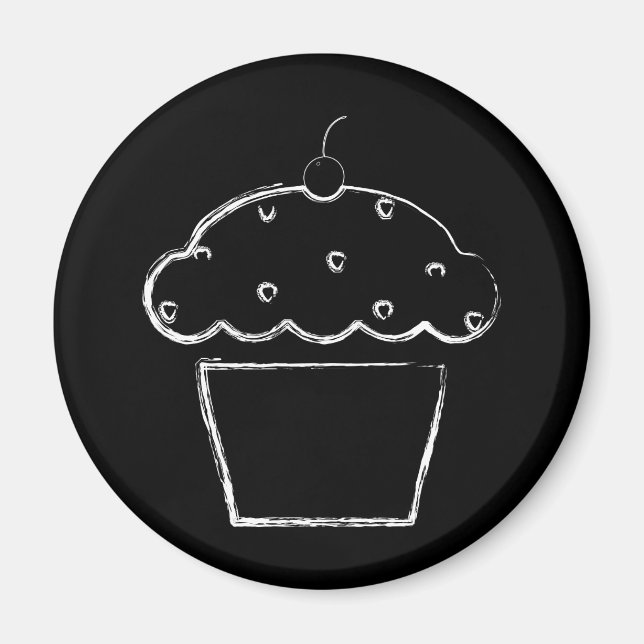 Grunge-Kirsch-Cupcake Magnet (Vorne)