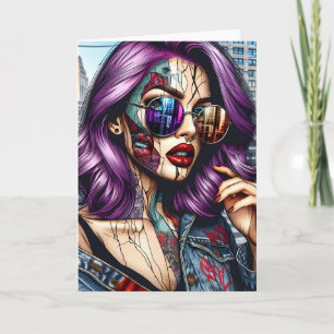 Grunge-Kunst   Abstrakte Leere Frau Karte