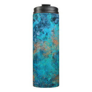 Grunge Kupfer Patina und Türkis abgenutzt Thermosbecher
