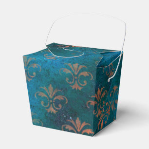 Grunge-Kupfer-Patina und Türkis Fleur de Lis Geschenkschachtel