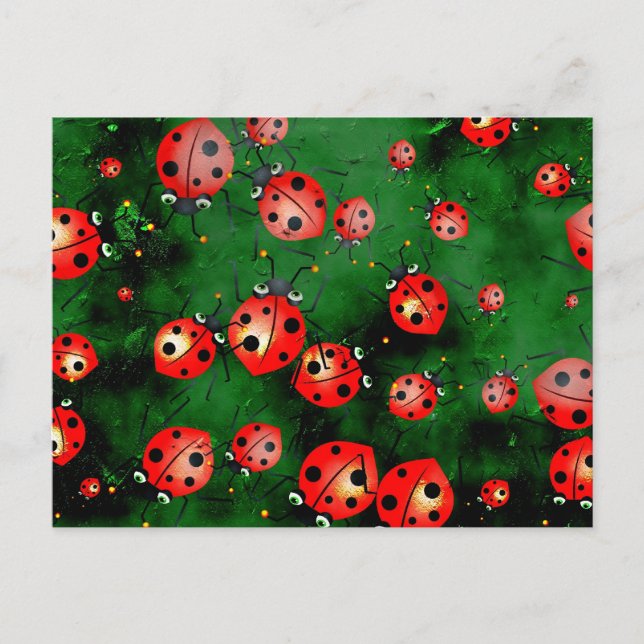 Grunge Ladybugs Postkarte (Vorderseite)
