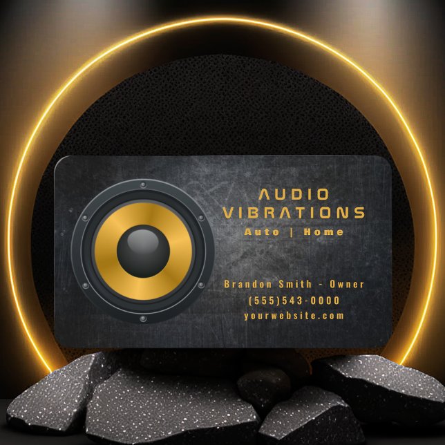 Grunge Lautsprecher Car Audio Stereo Installation Visitenkarte (Von Creator hochgeladen)