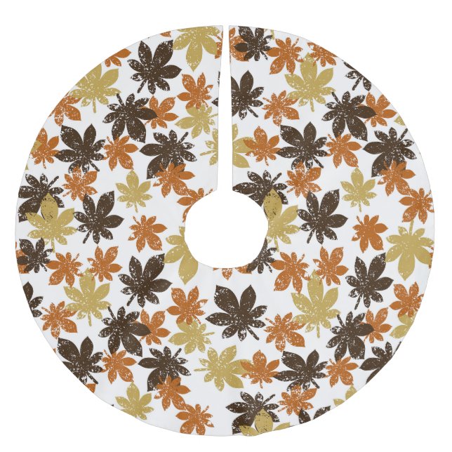 Grunge Leaf: Nahtloses Hintergrundmuster. Polyester Weihnachtsbaumdecke (Vorderseite)