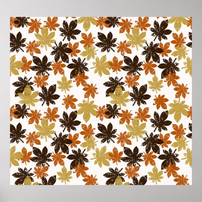 Grunge Leaf: Nahtloses Hintergrundmuster. Poster (Vorne)