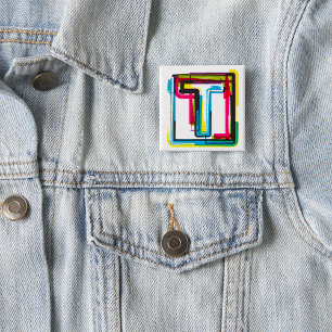 Grunge Letter T Bold bunt Urban Typografy Button