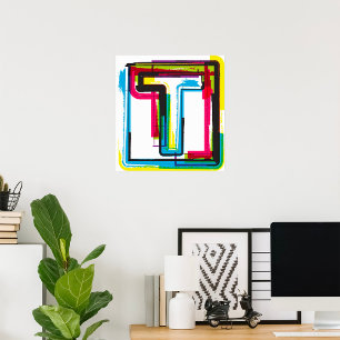 Grunge Letter T Bold bunt Urban Typografy Poster