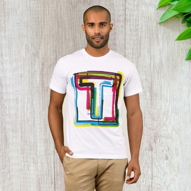 Grunge Letter T Bold bunt Urban Typografy T-Shirt (Von Creator hochgeladen)
