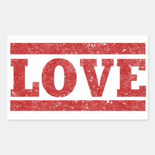 Grunge Liebe Briefmarke Rechteckiger Aufkleber