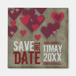 Grunge Liebe Hearts v2 Save the Date Magnet