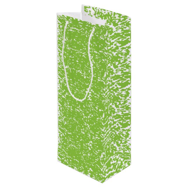 Grunge Lime Green Pattern - Summer Abstract Decor Geschenktüte Für Weinflaschen (Rückseite Schrägansicht)