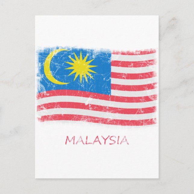 Grunge Malaysia Flag Postkarte (Vorderseite)