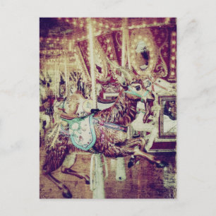 Grunge Merry-Go-Round-Goat Feiertagspostkarte