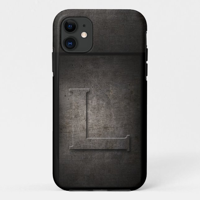 Grunge Metal L Monogram iPhone Case (Rückseite)