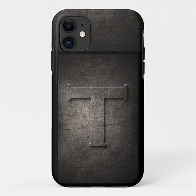 Grunge Metal Monogram iPhone Case (Rückseite)