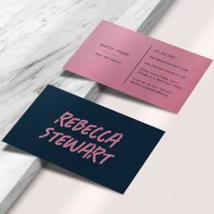 Grunge Modern Creative Mitternachtsblau und Rosa Visitenkarte