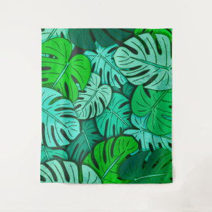 Grunge Monstera verlässt #2 groß Wandteppich