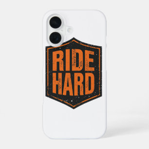 Grunge-Motorrad "Ride Hard" Schild iPhone 16 Hülle