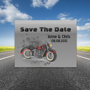 grunge Motoryle Biker Wedding speichern Sie das Da Ankündigungspostkarte
