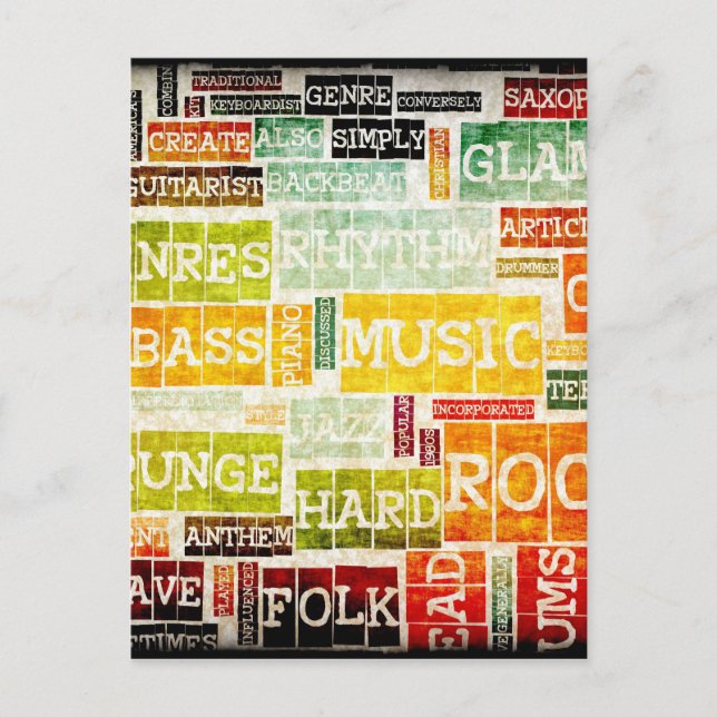 Grunge Music Background Postkarte (Vorderseite)