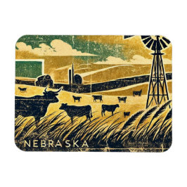 Grunge Nebraska Magnet