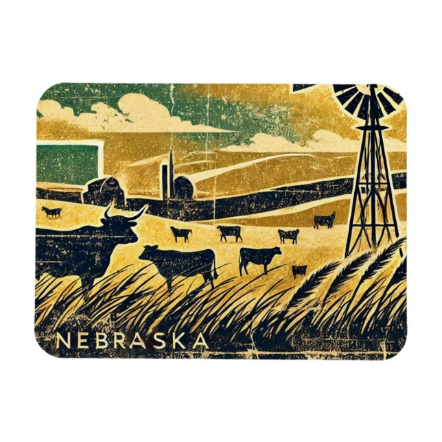 Grunge Nebraska Magnet (Horizontal)