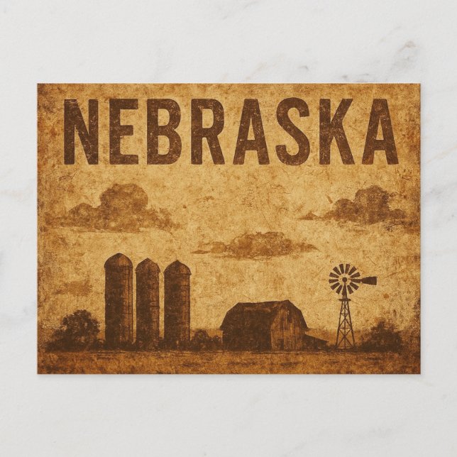 Grunge Nebraska Postkarte (Vorderseite)