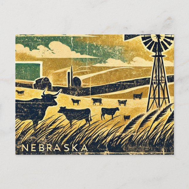 Grunge Nebraska Postkarte (Vorderseite)