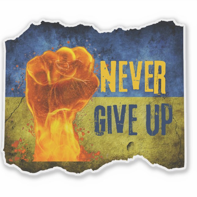 Grunge nie aufgeben Ukraine Flaming Fest Vinyl Aufkleber (Vorderseite)