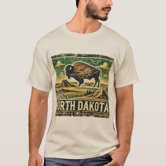 Grunge North Dakota T-Shirt (Vorderseite)