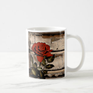 Grunge Not leidendes Barholz Rustikale Rote Rose Kaffeetasse