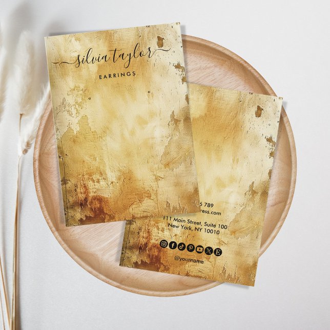 Grunge Old Wood Gold Earring Display Visitenkarte (grunge texture)