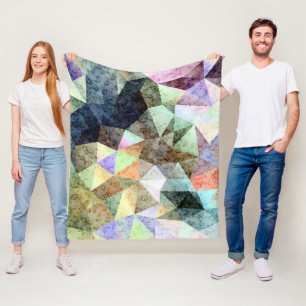 Grunge oldfarbenes, polygonales geometrisches Retr Fleecedecke
