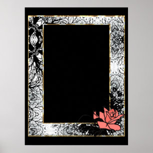 Grunge oldisch Retro Vintage Rose Korallen Blume f Poster