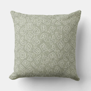 Grunge Olive Alphabet Coussin inspirant