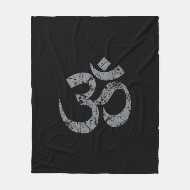 Grunge OM Symbol Spiritualität Yoga Fleecedecke (Vorderseite)